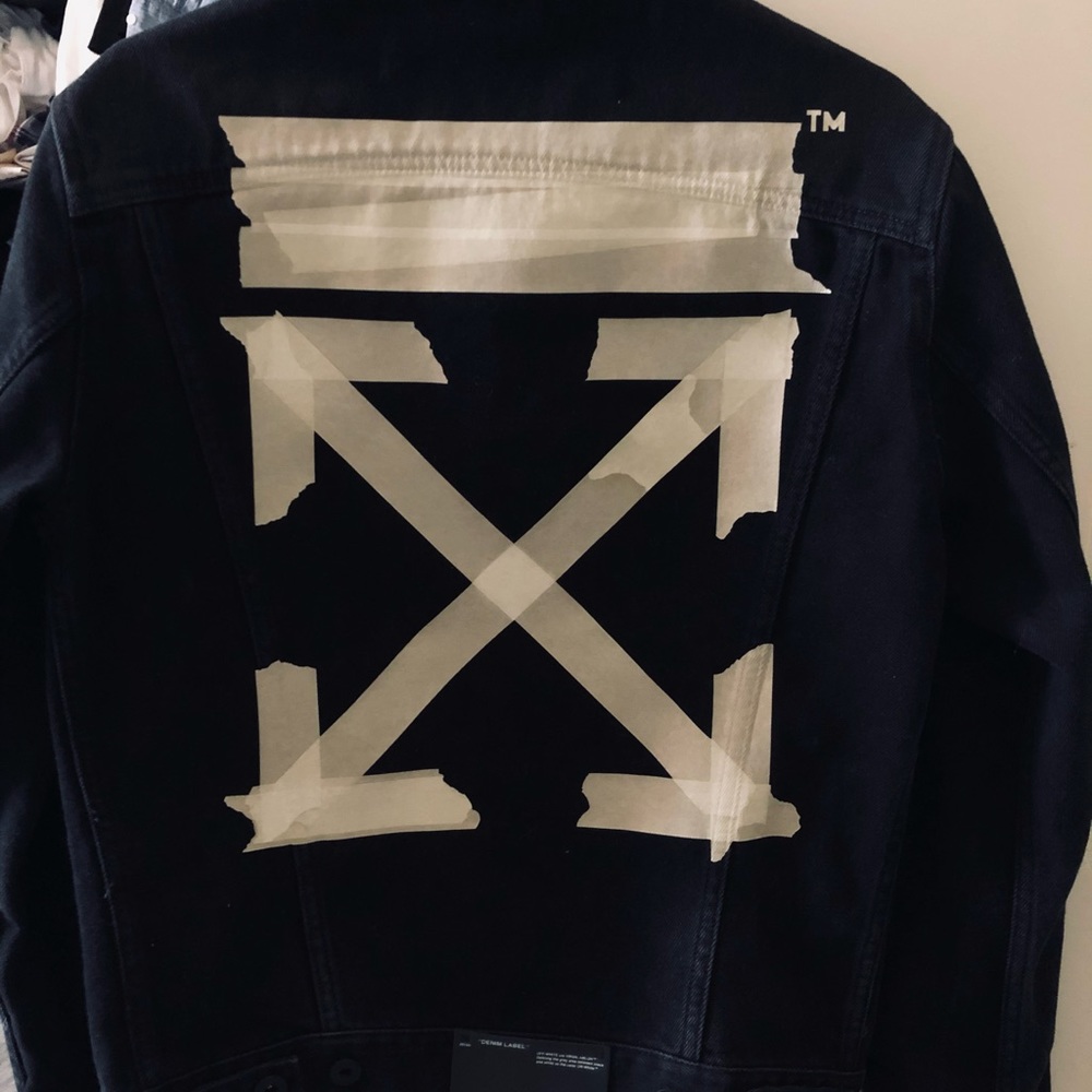 off white taped arrow denim jacket